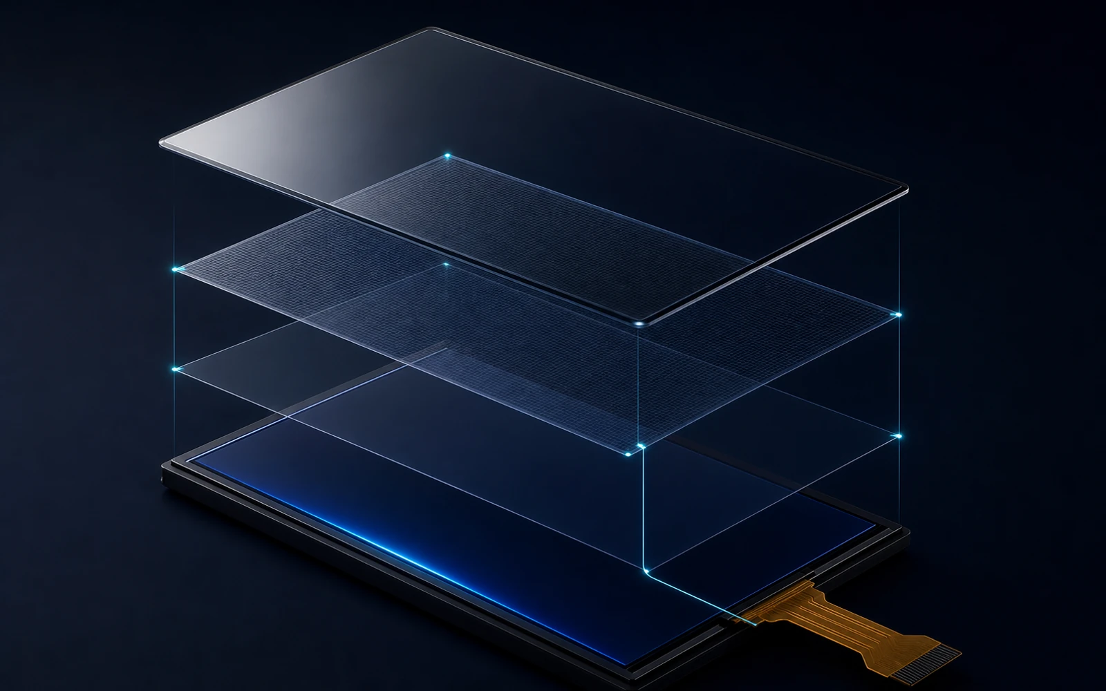 A transparent Touch Sensor aligned between Cover Glass and Display